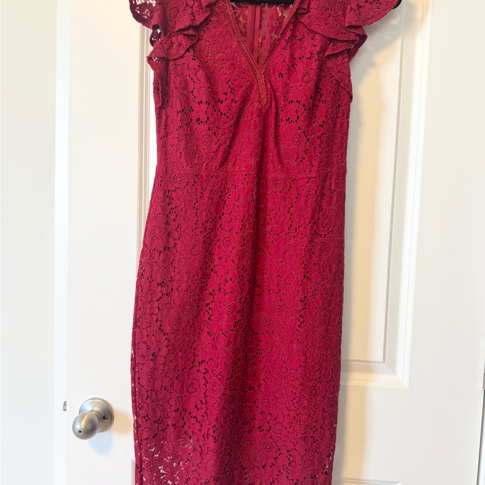 Express Red Lace Midi Dress